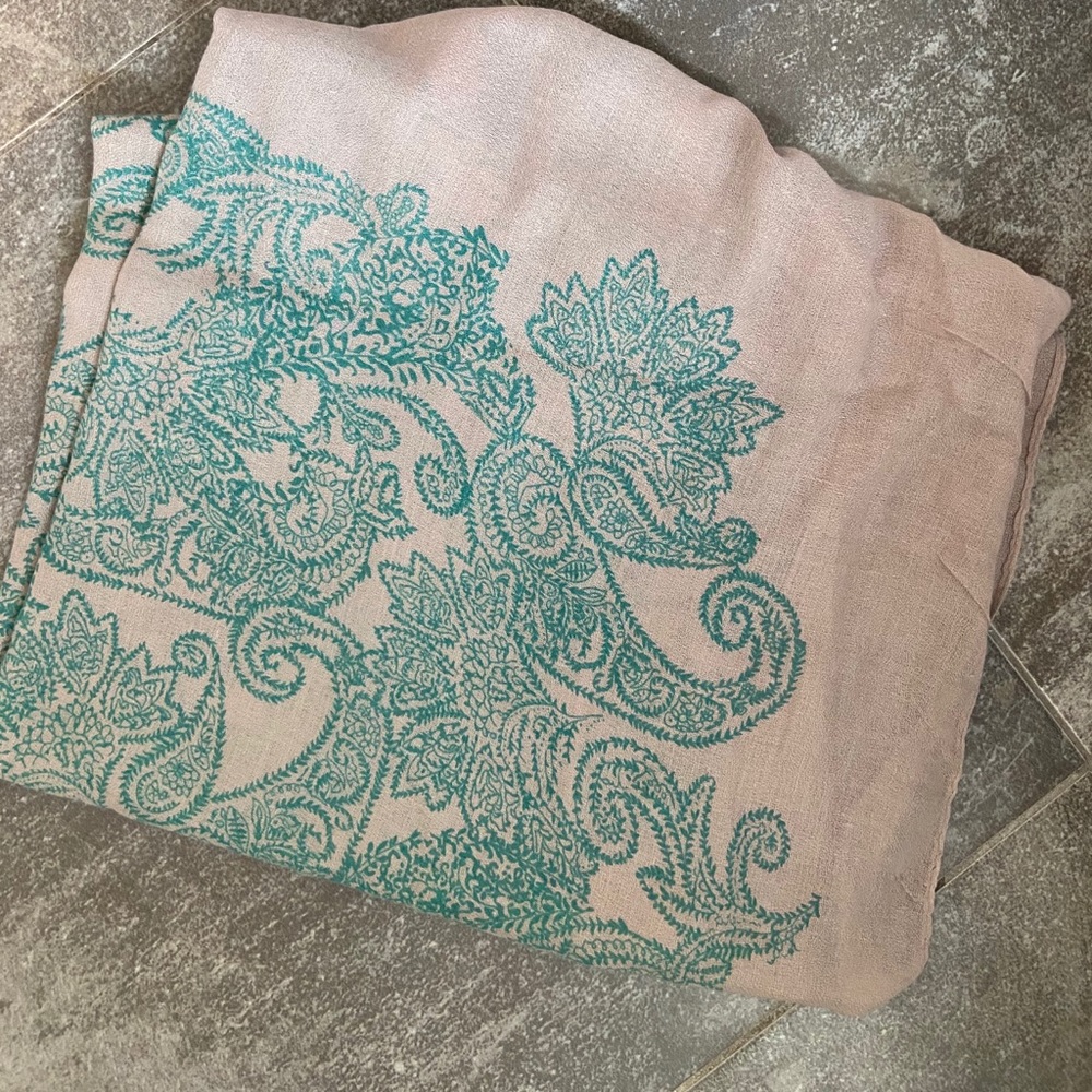 Tan & Teal Fashion Scarf